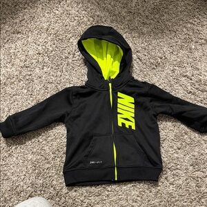 Nike Kids Black and Neon Green Hoodie